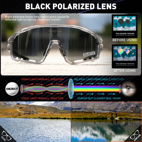 KAPVOE Polarized Cycling Glasses Men Women Mountain Bike Glasses MTB Riding TR90 Sport Sunglasses Running Bicycle Triathlon - Image 3