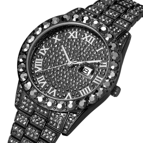 Aokaishen Ice Out Watch for Men Quartz Clock Luxury Rhinestone Business Waterproof Hip Hop Fashion Jewelry Gift 2023 New Trend - Image 4