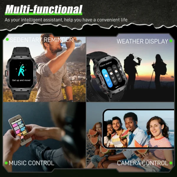 EIGIIS 2024 New Smart Watch 3ATM Waterproof For Men 1.96" HD Fitness Watch Heart Rate SpO2 Sleep Tracker 110+ Sports Mode QX11 - Image 6