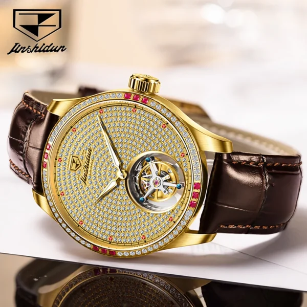 JSDUN Top Brand Men's Wrist Watches High Quality Leather Strap Luxury Automatic Mechanical Watch for Men Fashion Trend Men Watch - Image 2