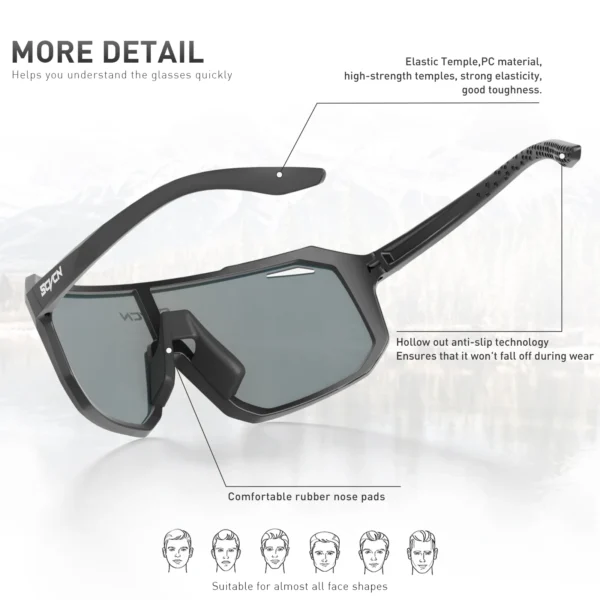 SCVCN New Cycling Glasses Sport Sunglasses MTB BMX Men Women Running Driving Fishing Golf Bicycle Goggles - Image 5