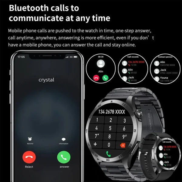 2024 New ECG+PPG Temperature Pulse Physiotherapy Smartwatch Men 466*466 HD Health Management BT Call Sports Waterproof Watches - Image 5