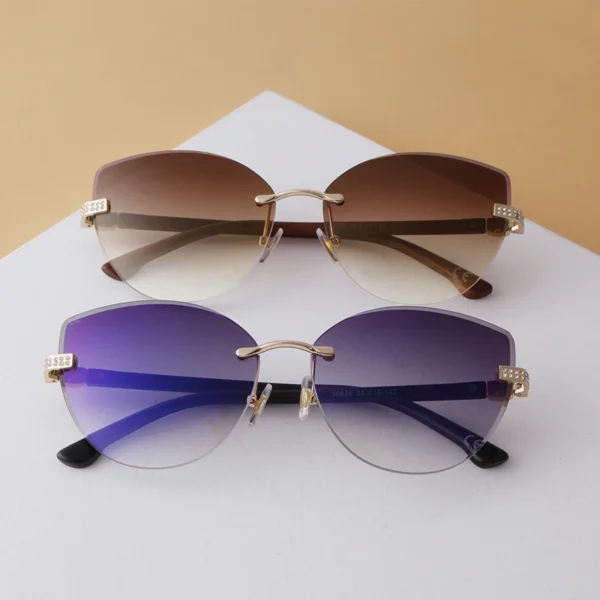 Vintage Cat Eye Rimless Sunglasses Women Brand Frameless Gradient Cut Lens Shade Eyewear Trendy Oversized Men Sun Glasses Female - Image 4