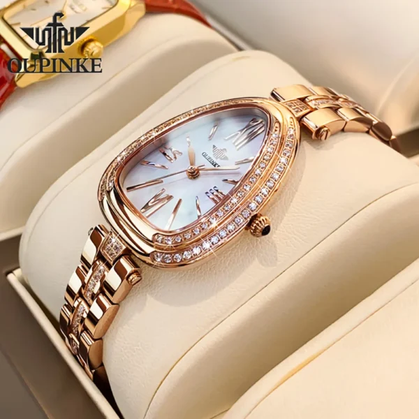 OUPINKE 3192 Luxury Waterproof Watch For Women Quartz Movement Ladies Hand Clock Diamond Steel Strap Fashion Wrist Watches