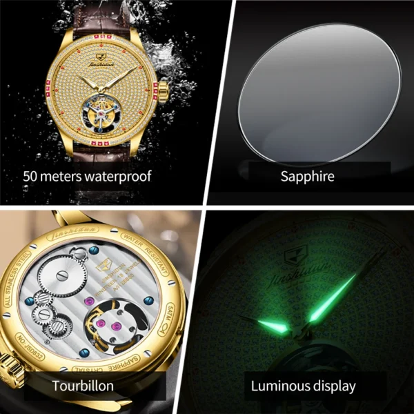 JSDUN Top Brand Men's Wrist Watches High Quality Leather Strap Luxury Automatic Mechanical Watch for Men Fashion Trend Men Watch - Image 5