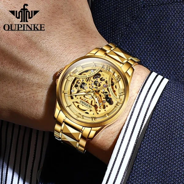 OUPINKE Men's Wristwatch Automatic Mechanical Watches Tungsten Steel Waterproof Luxury Watches Luminous Hollow Out Watch For Men - Image 3