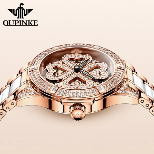 OUPINKE 3279 Full Diamond Swiss Import Quartz Watch for Women Luxury Original Elegant Ceramics Strap Lucky Women's Wriswatch New - Image 4