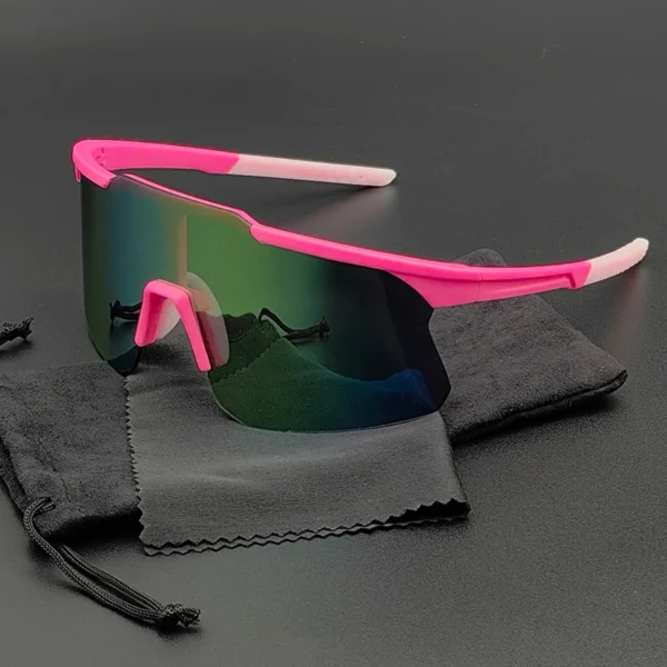 New UV400 Rimless Cycling Glasses Men Women Sport Running Fishing Eyewear MTB Bicycle Sunglasses Pink Lenses Road Bike Goggles G