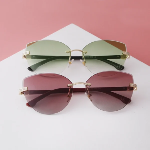 Vintage Cat Eye Rimless Sunglasses Women Brand Frameless Gradient Cut Lens Shade Eyewear Trendy Oversized Men Sun Glasses Female - Image 3