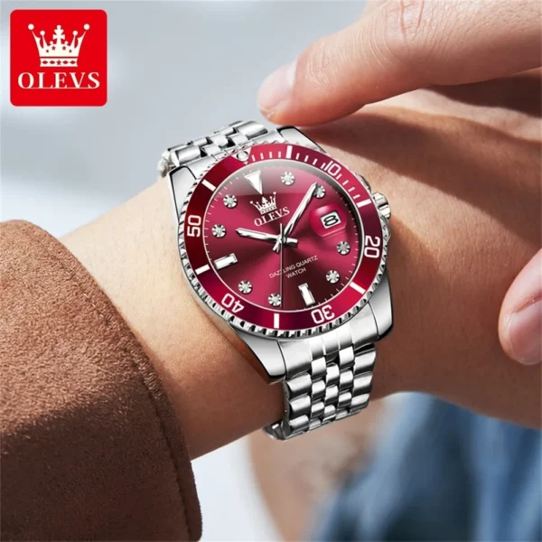 OLEVS Men's Watches Luxury Brand One-Way Timing Rotation Bezel Analog Original Quartz Watch for Men Submarine Series Wristwatch - Image 3