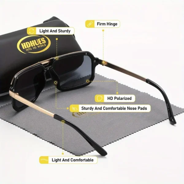 HdHues Unisex Metal Polarized Trendy and Fashionable Style Sunglasses for Outdoor Travel, UV400 - Image 4