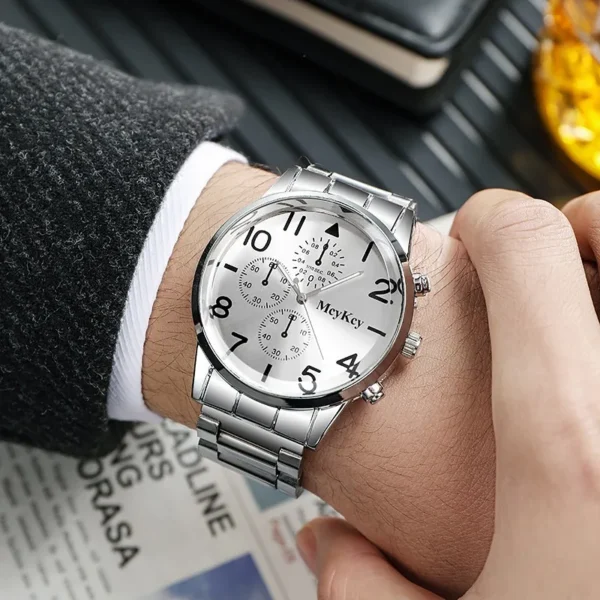 2022 Fashion Mens Watches Luxury Stainless Steel Quartz Wristwatch Calendar Luminous Clock Men Business Casual Watch - Image 4