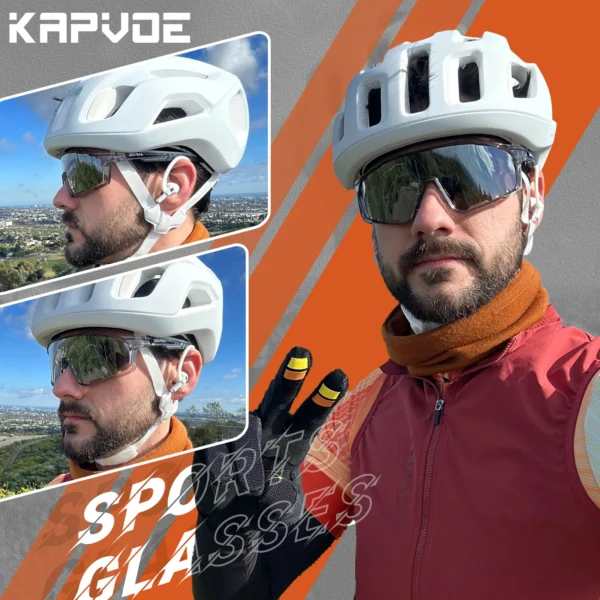 KAPVOE Polarized Cycling Glasses Men Women Mountain Bike Glasses MTB Riding TR90 Sport Sunglasses Running Bicycle Triathlon - Image 2