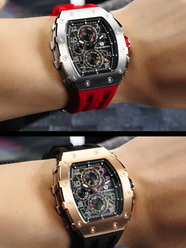 TSAR BOMBA Watch for Men Luxury Brand Tonneau Design Waterproof Clock Stainless Steel Wristwatch Fashion Rectangle Mens Watch - Image 6