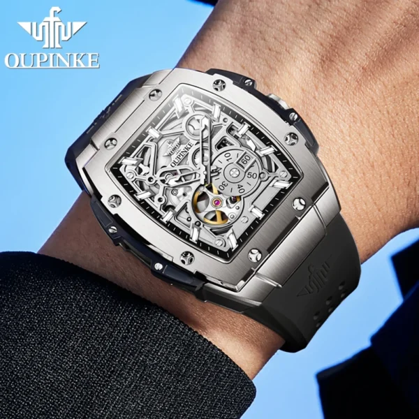 OUPINKE 3213 Brand Original Automatic Wrist Watch Men High-end Luxury Hollow Out Chronograph Waterproof Men's Mechanical Watches - Image 5