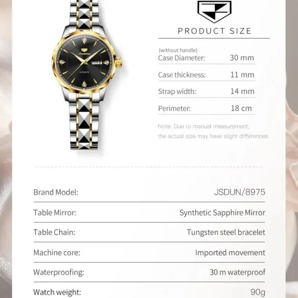 JSDUN Original Women's Mechanical Watch Business Elegant MIYOTA Imported Movement Luxury Automatic Wrist Watch for Women - Image 6