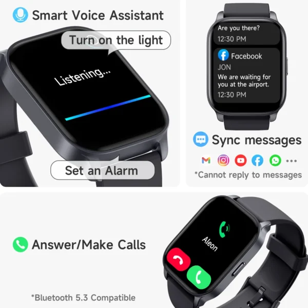 TOOBUR 2.01“ Smart Watch for Women With Answer/Make Calls，Alexa Built-in Fitness Track Smartwatcher 100 Sports/IP68 Waterproof - Image 3