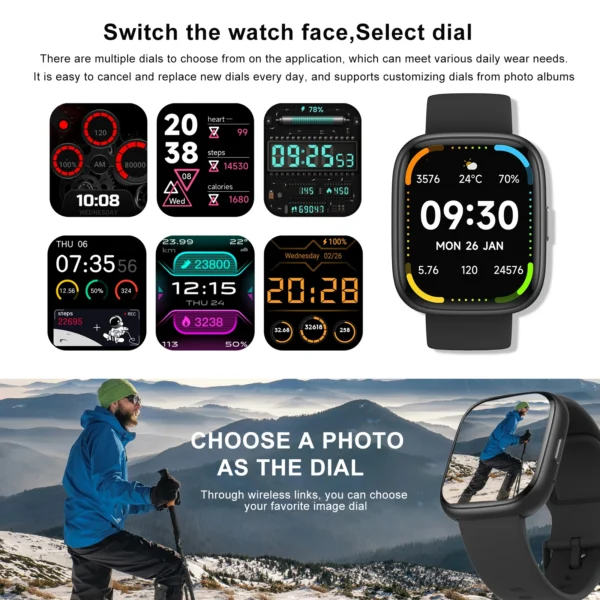 Alexa Smart watch, wireless calling /dial, calling reminder and rejection, SMS reminder, Custom Wallpaper,for iPhone/Andriod - Image 5