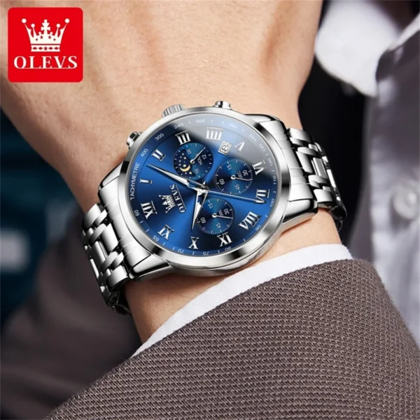 OLEVS 5529 Luxury Quartz Watch For Men Roman Scale Moon Phase Chronograph Man Watches Waterproof Luminous Calendar Wrist Watch - Image 2