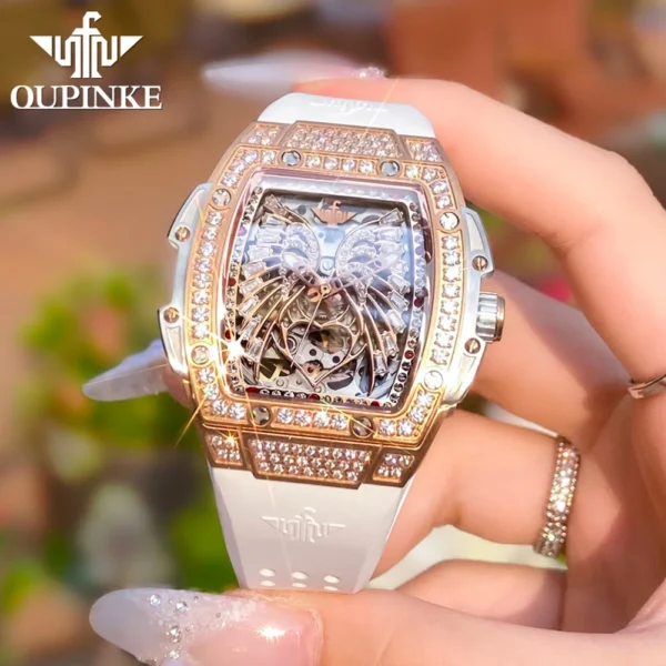 OUPINKE Women's Watches Luxury Fashion Love Diamond Dial Original Automatic Mechanical Watch for Ladies Waterproof Sapphire - Image 4