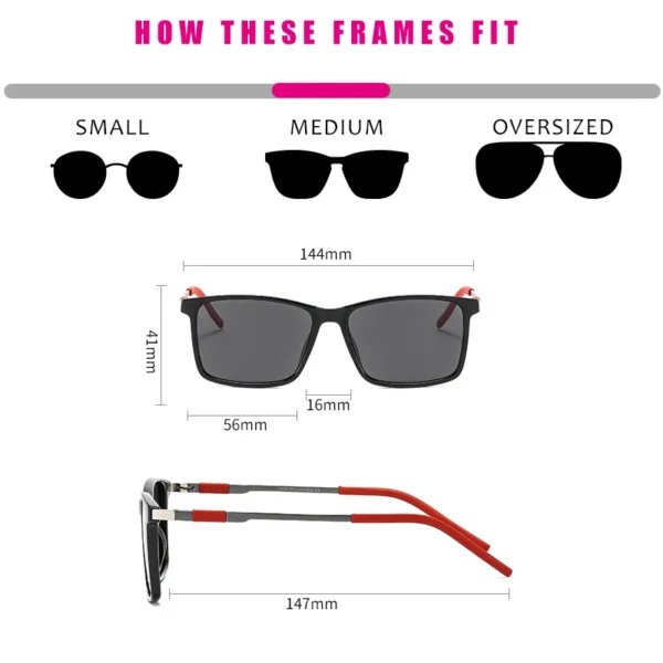 Fashion Red Metal TR Square Polarized Sunglasses Men Driving 2021 Brand Rectangle Frame Shades Outdoor Women Sun Glasses Oculos - Image 5