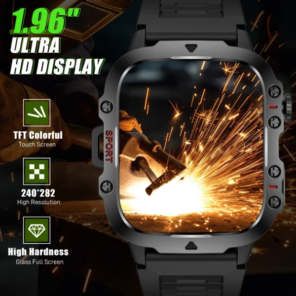 EIGIIS 2024 New Smart Watch 3ATM Waterproof For Men 1.96" HD Fitness Watch Heart Rate SpO2 Sleep Tracker 110+ Sports Mode QX11 - Image 3