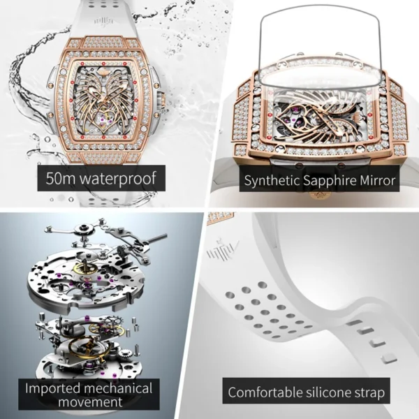 OUPINKE Women's Watches Luxury Fashion Love Diamond Dial Original Automatic Mechanical Watch for Ladies Waterproof Sapphire - Image 5