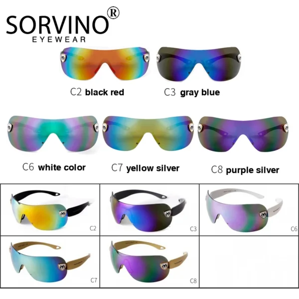 Fashion High Quality Oversized Cycling Sunglasses Men Brand Mirror Sport Shades Eyewear Outdoor Windproof Rimless Sun Glasses - Image 6