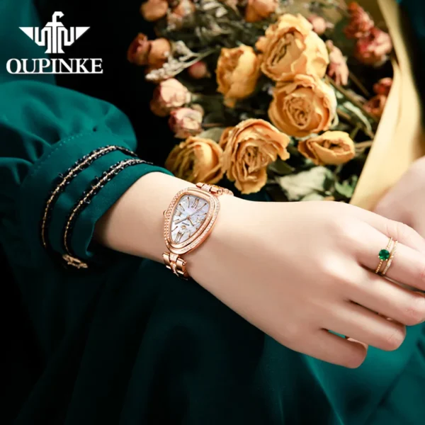 OUPINKE 3192 Luxury Waterproof Watch For Women Quartz Movement Ladies Hand Clock Diamond Steel Strap Fashion Wrist Watches - Image 2