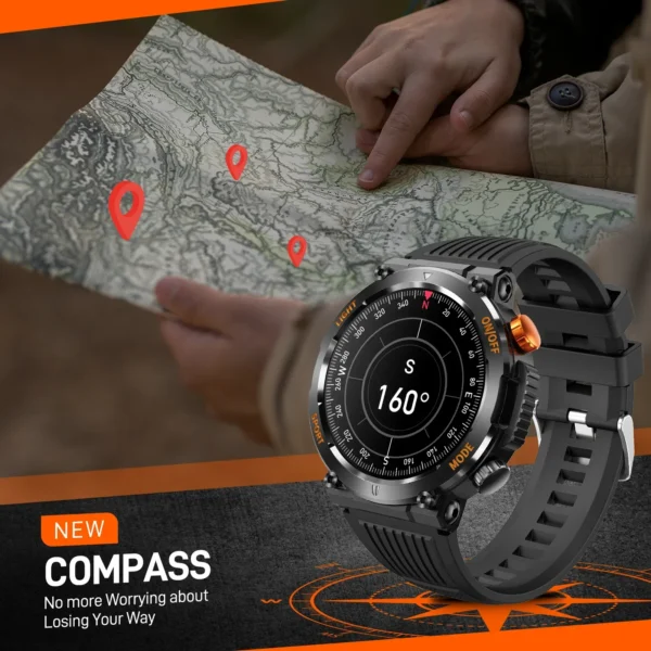 EIGIIS Military Smart Watch For Men 100+ Sports Modes Fitness 450mAh Tracker IP67 Waterproof Heart Rate Long Life Battery HT17 - Image 2