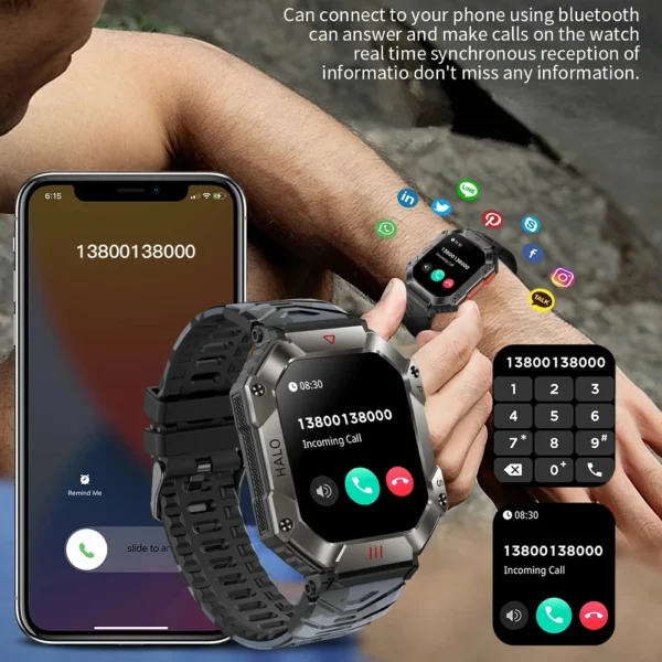 2024 New Bluetooth call Smart Watch Men IP68 Waterproof Outdoor Sports Fitness Tracker Health Monitor Smartwatch for Android IOS - Image 2
