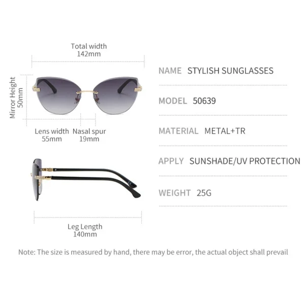 Vintage Cat Eye Rimless Sunglasses Women Brand Frameless Gradient Cut Lens Shade Eyewear Trendy Oversized Men Sun Glasses Female - Image 5