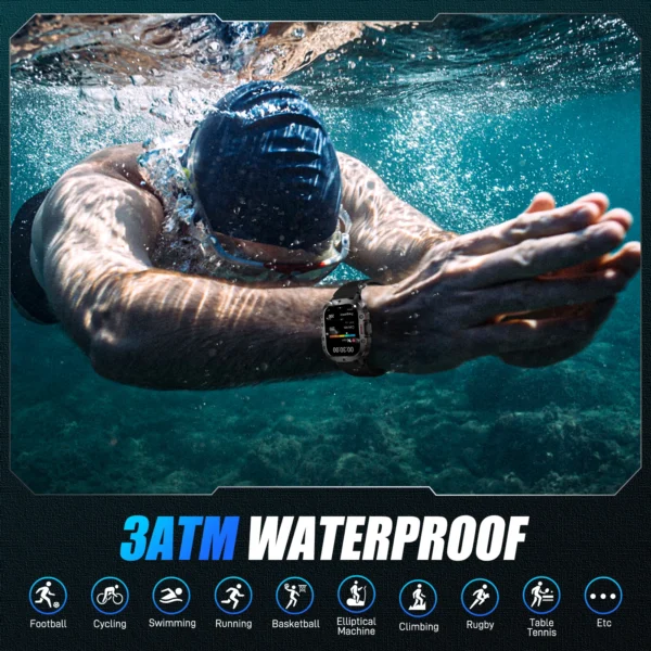 EIGIIS 2024 New Smart Watch 3ATM Waterproof For Men 1.96" HD Fitness Watch Heart Rate SpO2 Sleep Tracker 110+ Sports Mode QX11 - Image 2