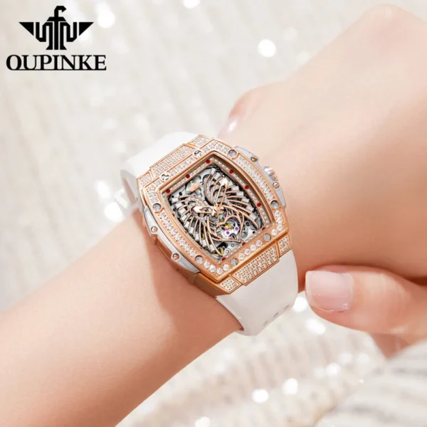 OUPINKE Women's Watches Luxury Fashion Love Diamond Dial Original Automatic Mechanical Watch for Ladies Waterproof Sapphire - Image 3