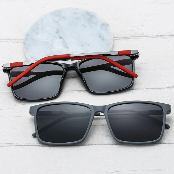 Fashion Red Metal TR Square Polarized Sunglasses Men Driving 2021 Brand Rectangle Frame Shades Outdoor Women Sun Glasses Oculos - Image 3