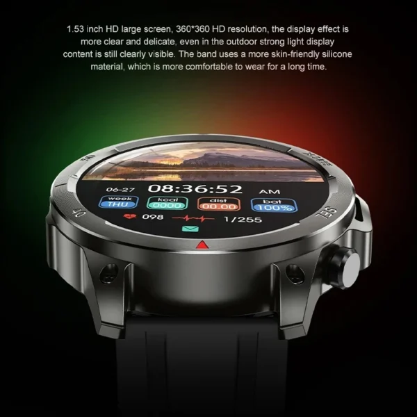 2024 New Bluetooth Calling Men's Smartwatch LED Outdoor Fitness Health Monitoring Smart Watch 360 * 360 HD Waterproof Smartwatch - Image 5